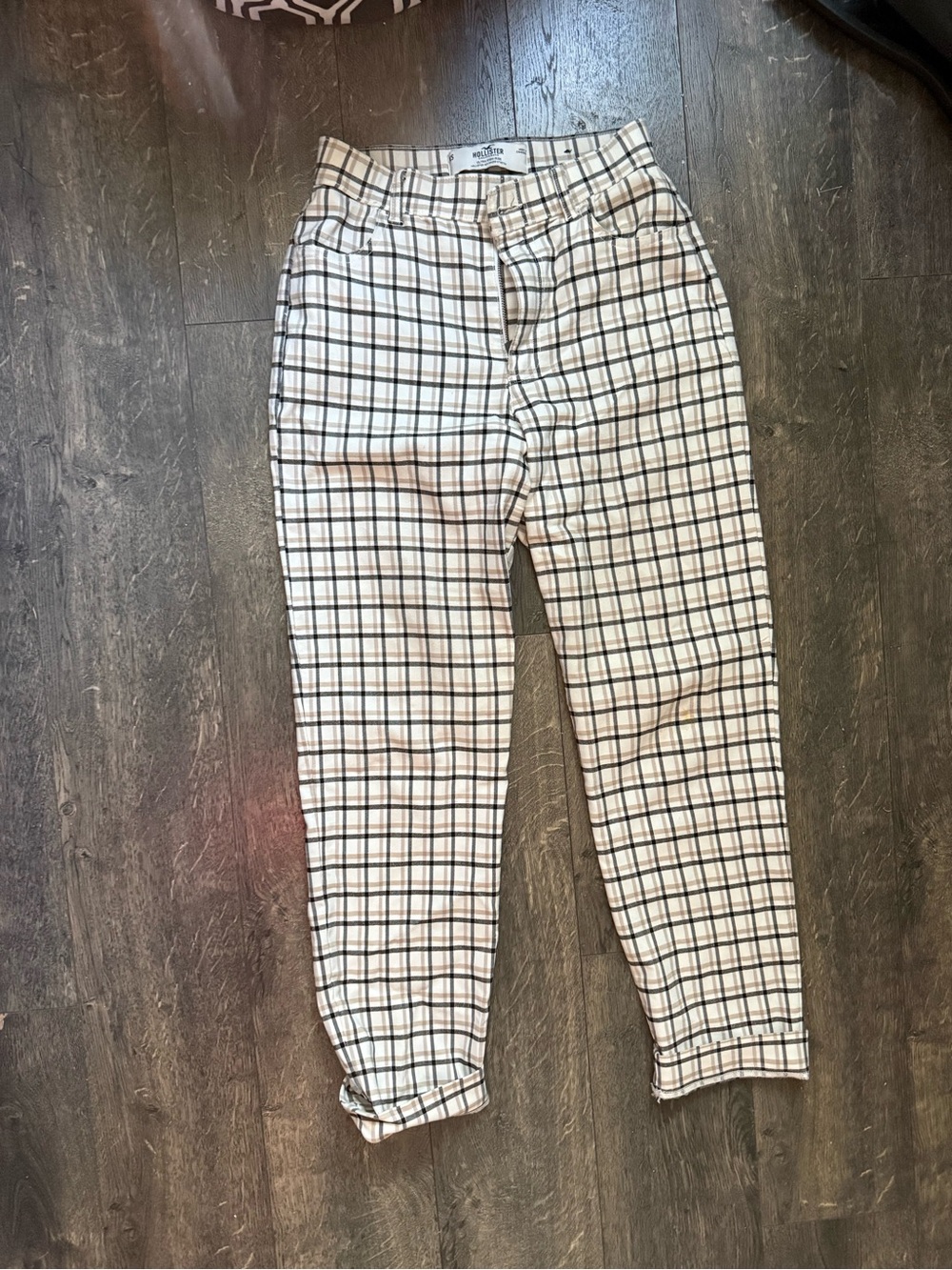 Plaid womens Trousers - White/Black -